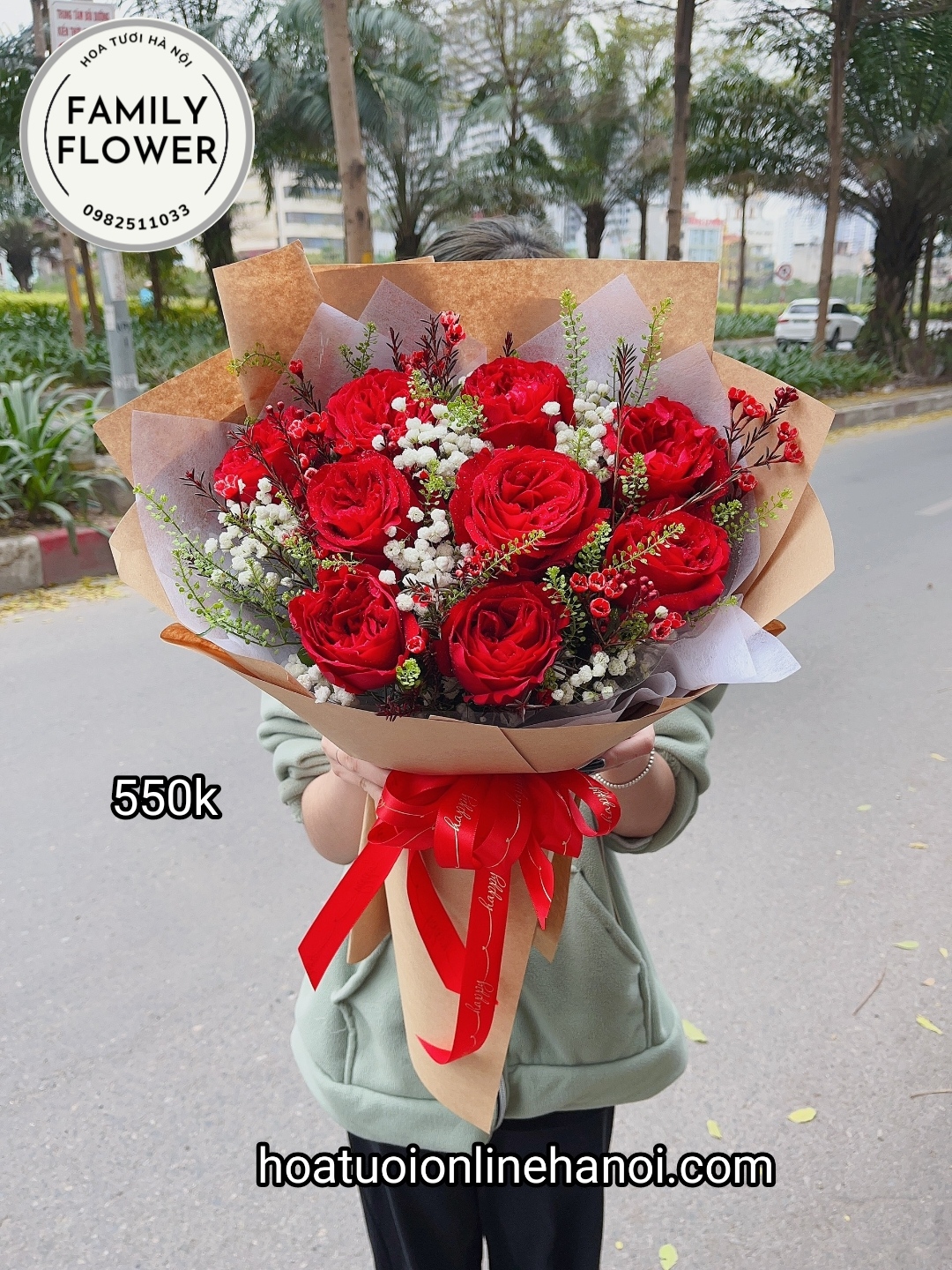 Hoa tươi Hà Nội - Bó hồng đỏ 8/3 tại Ba Đình Hà Nội