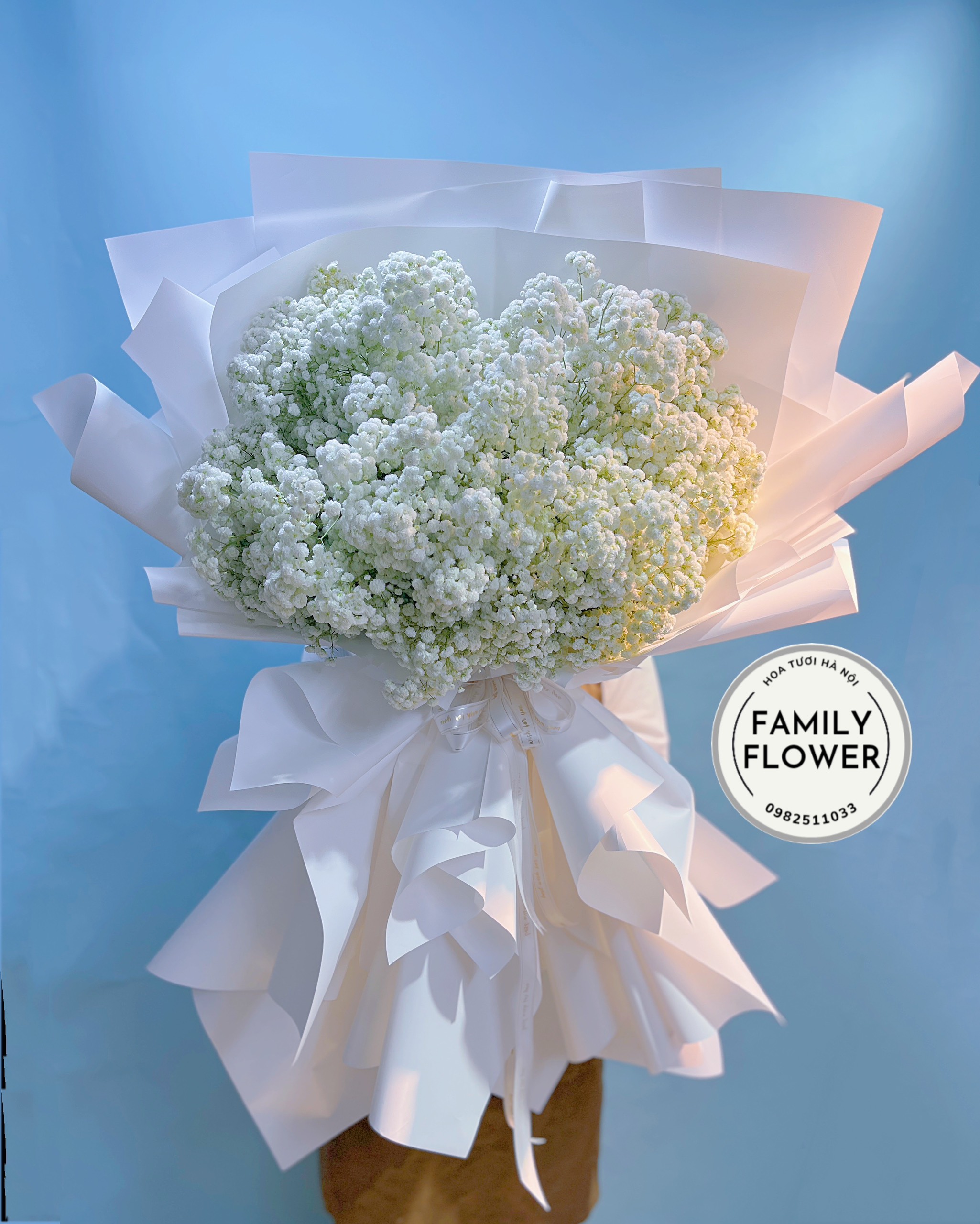 Bó hoa baby trắng tặng sinh nhật ở quận Ba Đình , Đống Đa Hà Nội ! Hoa baby Hà Nội
