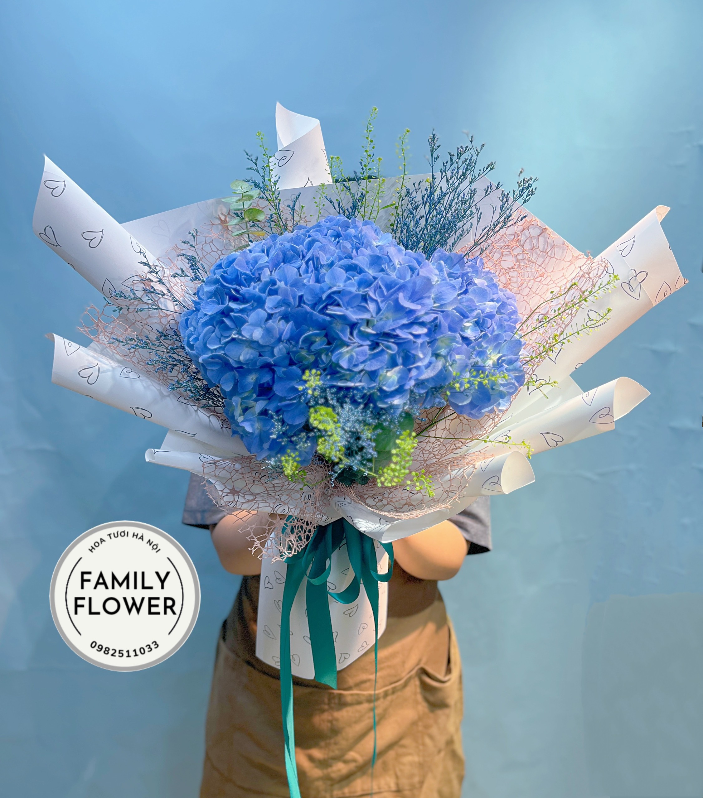 Bó hoa cẩm tú cầu xanh tặng người yêu nhân dịp sinh nhật kỷ niệm yêu nhau ở quận Cầu Giấy ! Hoa tươi Cầu Giấy