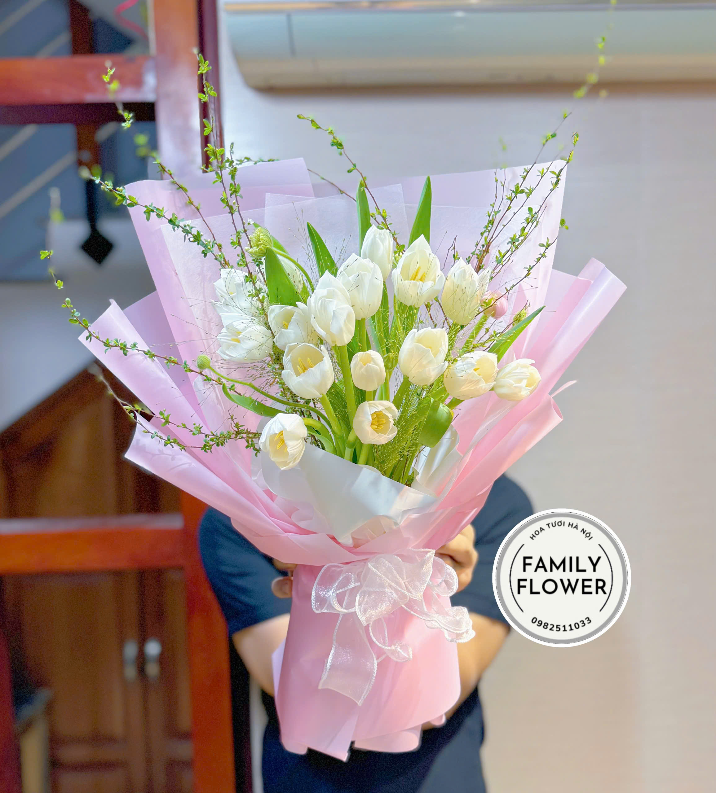 Hoa hoa tulip trắng tặng sinh nhật quận Cầu Giấy , Ba Đình Hà Nội ! Bó hoa tulip trắng