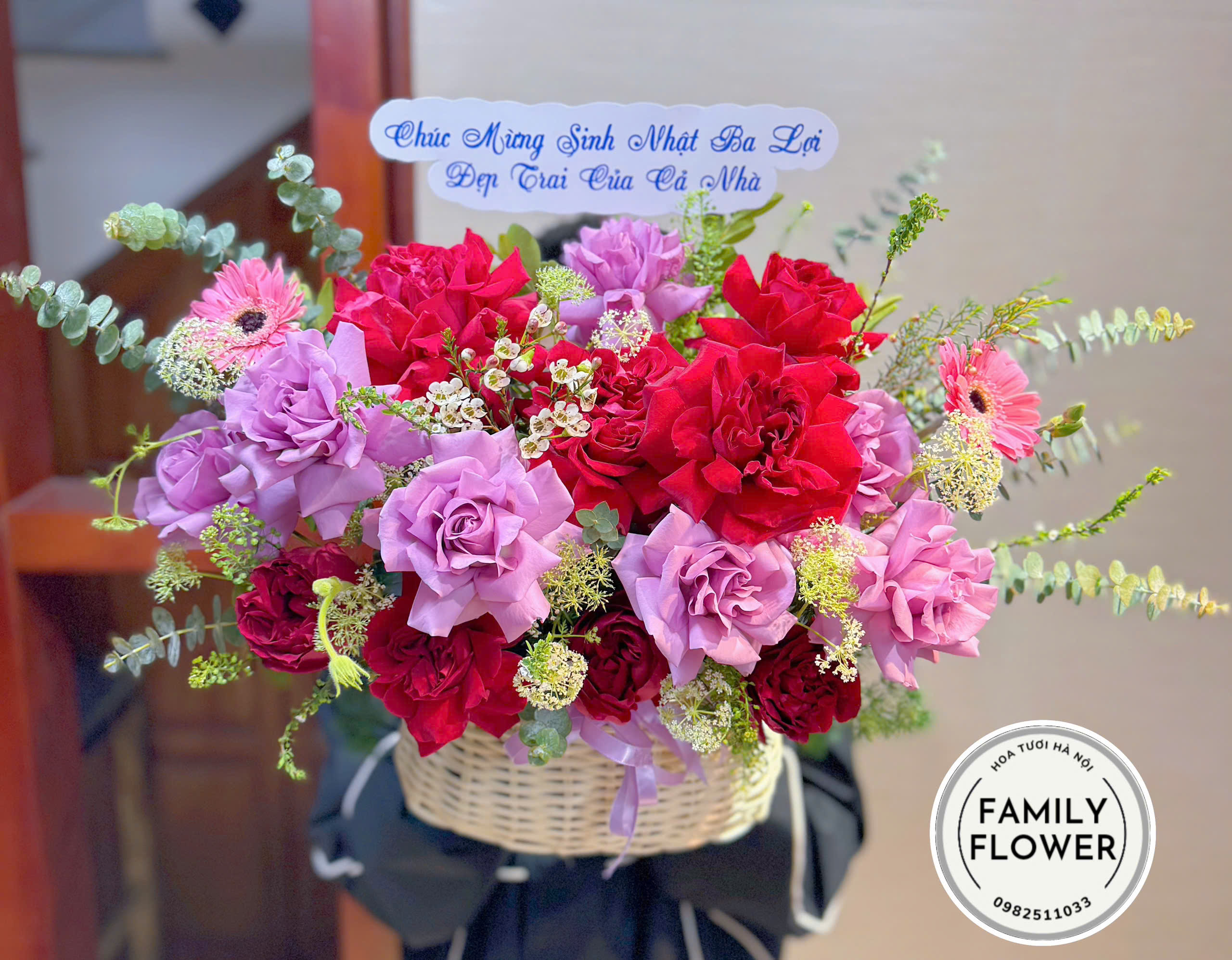 Lẵng hoa chúc mừng sinh nhật Bố ở quận Tây Hồ , Ba Đình Hà Nội ! Hoa sinh nhật Hà Nội
