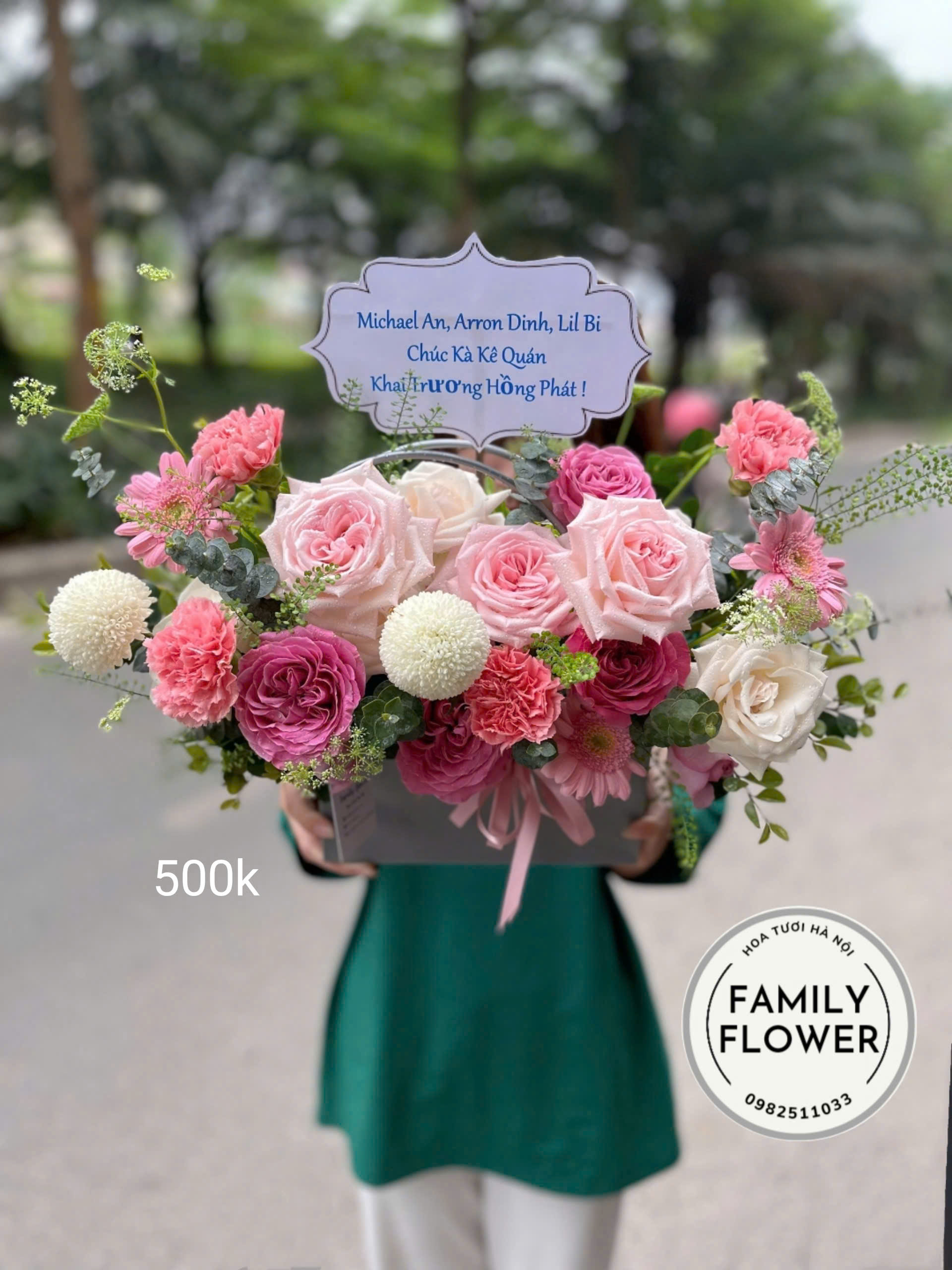 Lẵng hoa tươi tại nhà Family flower nhân ngày quốc tế phụ nữ Việt nam 8/3 tại Hà Nội ! Hoa lẵng tại ba Đình Hà Nội