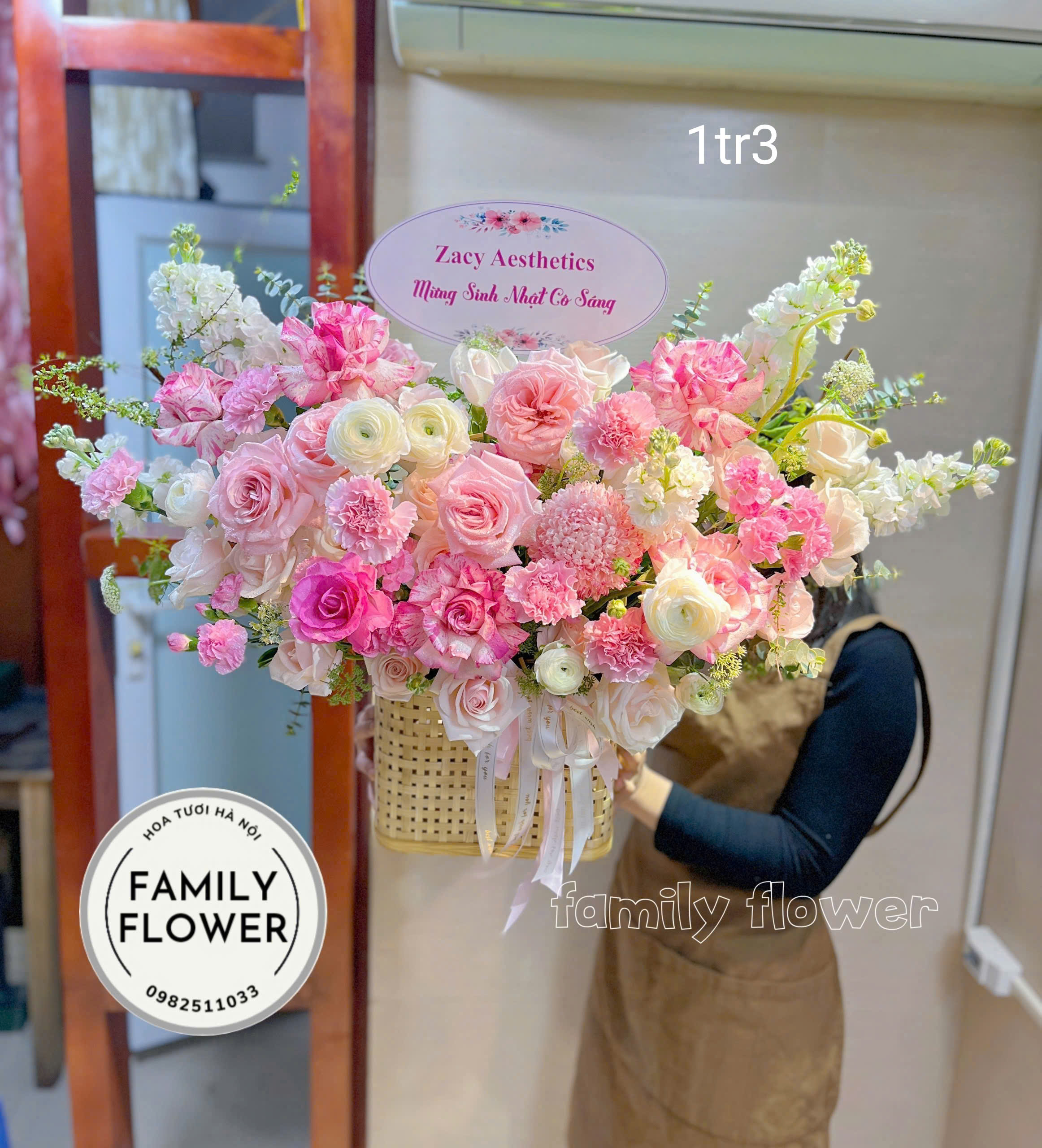Lẵng hoa tươi 8/3 tại Ba Đình Hà Nội ! Mua hoa tươi tại Hà Nội ! Lẵng hoa nhà Family Fower
