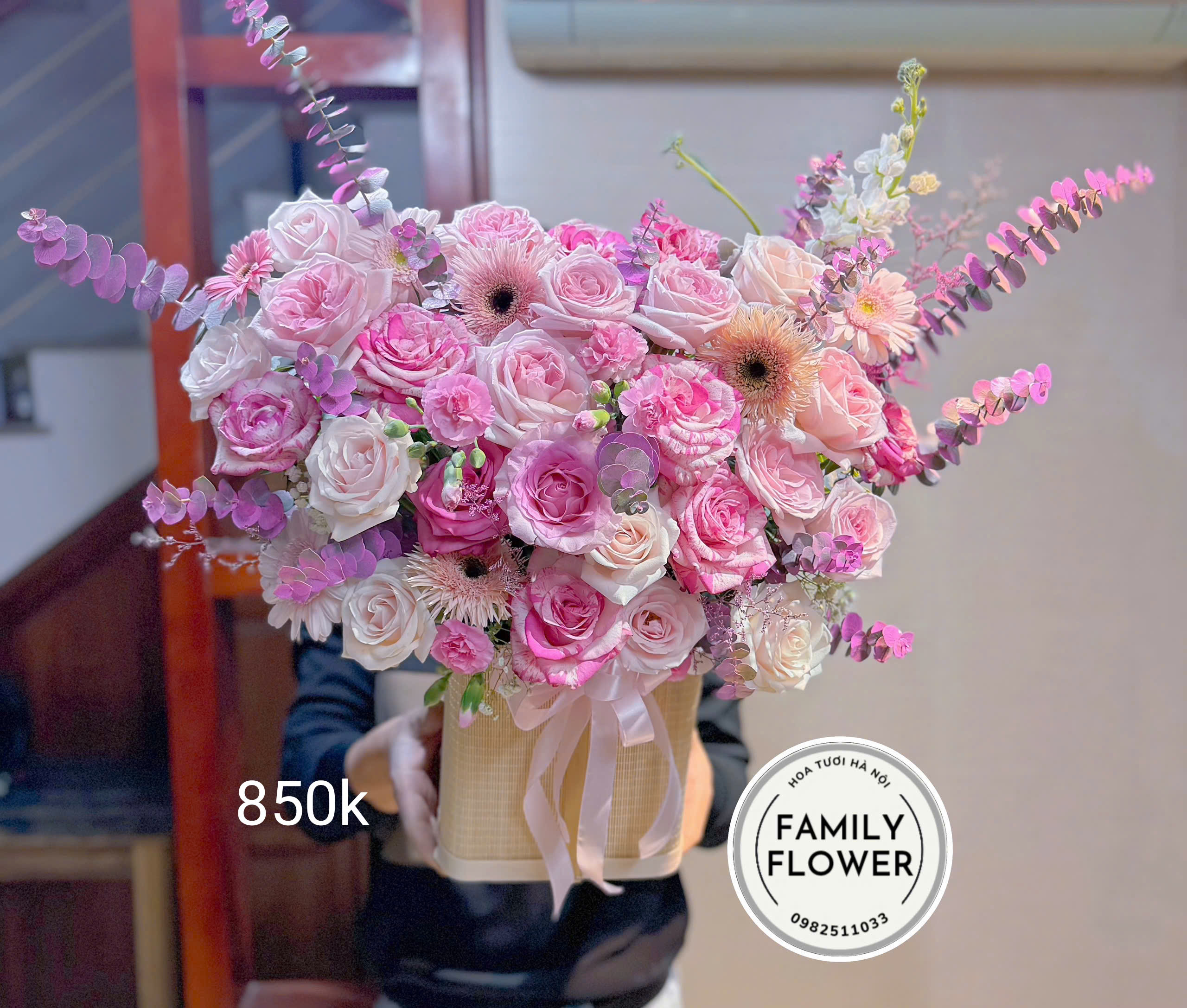 Lẵng hoa tươi 8/3 tại Ba Đình Hà Nội ! Mua hoa tươi tại Hà Nội ! Lẵng hoa nhà Family Fower