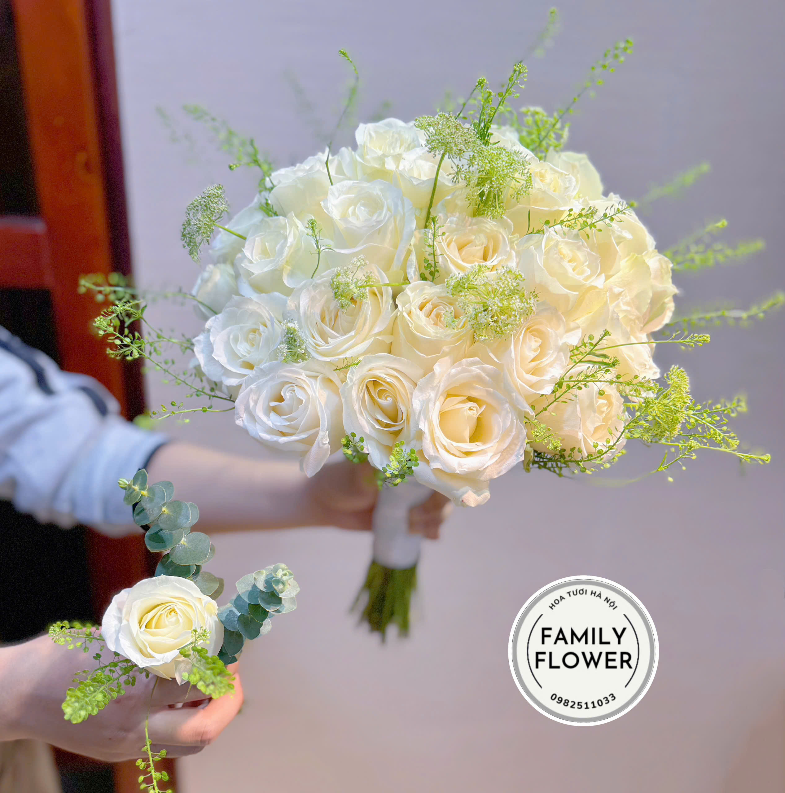 Bó hoa cưới cô dâu! Bó hoa hồng trắng tay cầm cô dâu ! Hoa tươi Hà Nội