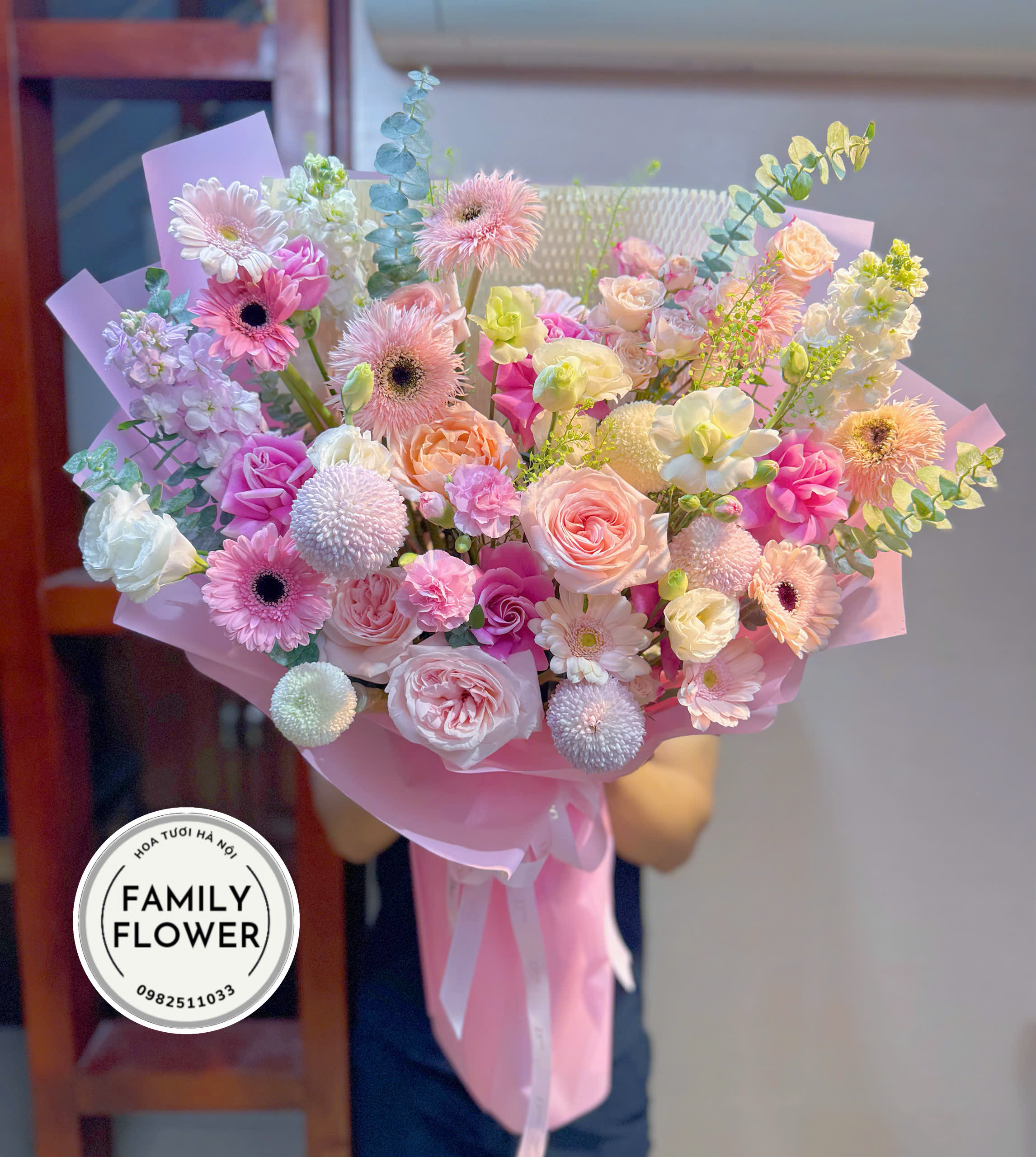 Bó hoa tone hồng tặng chúc mừng sinh nhật người yêu Hà Nội