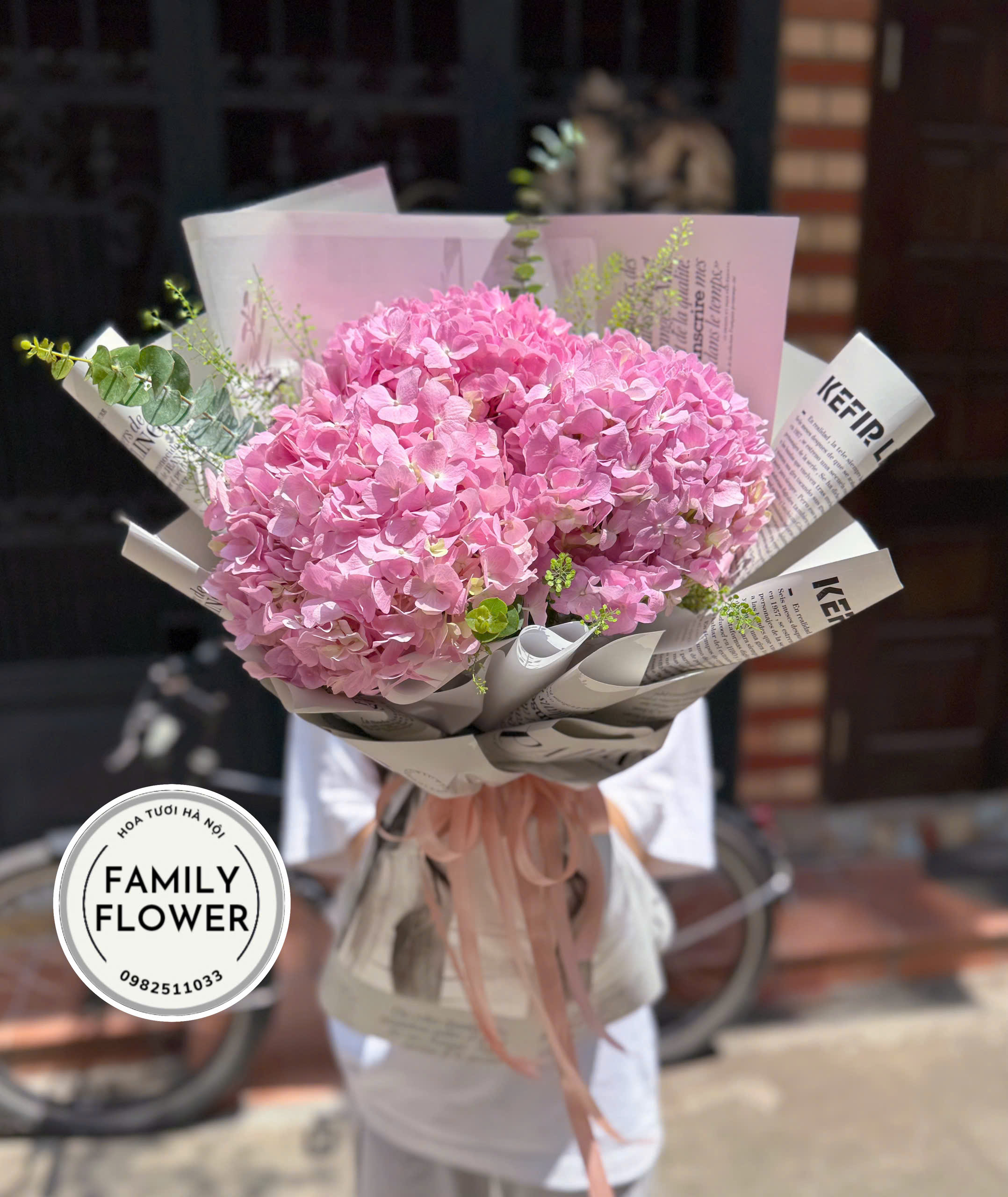 Bó hoa cẩm tú cầu hồng tặng bạn gái nhân dịp 20 tháng 10 quận Cầu Giấy Hà Nội ! Hoa cẩm tú cầu