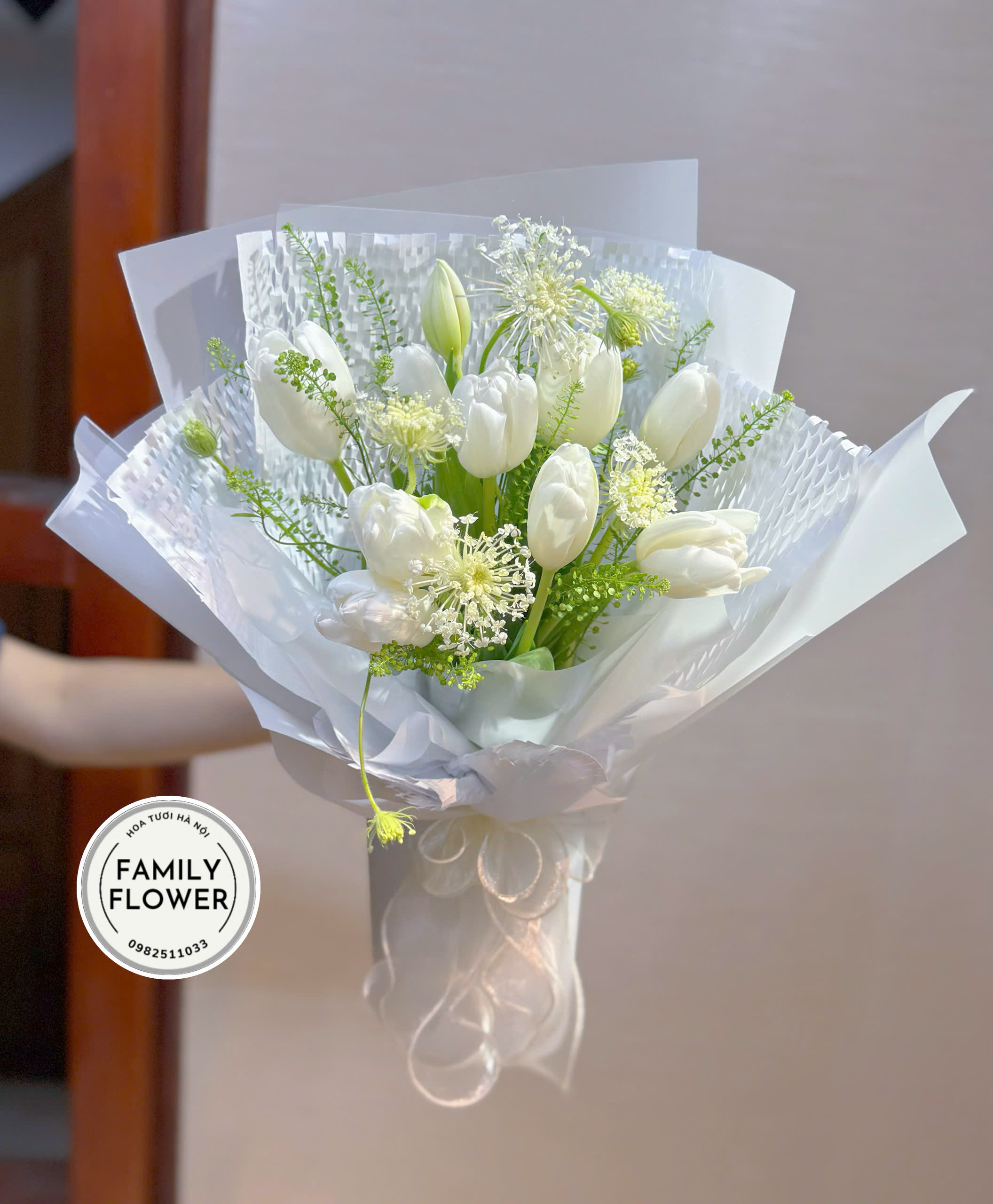 Bó hoa tulip trắng tặng sinh nhật , quà tặng người yêu ! Hoa tulip Hà Nội