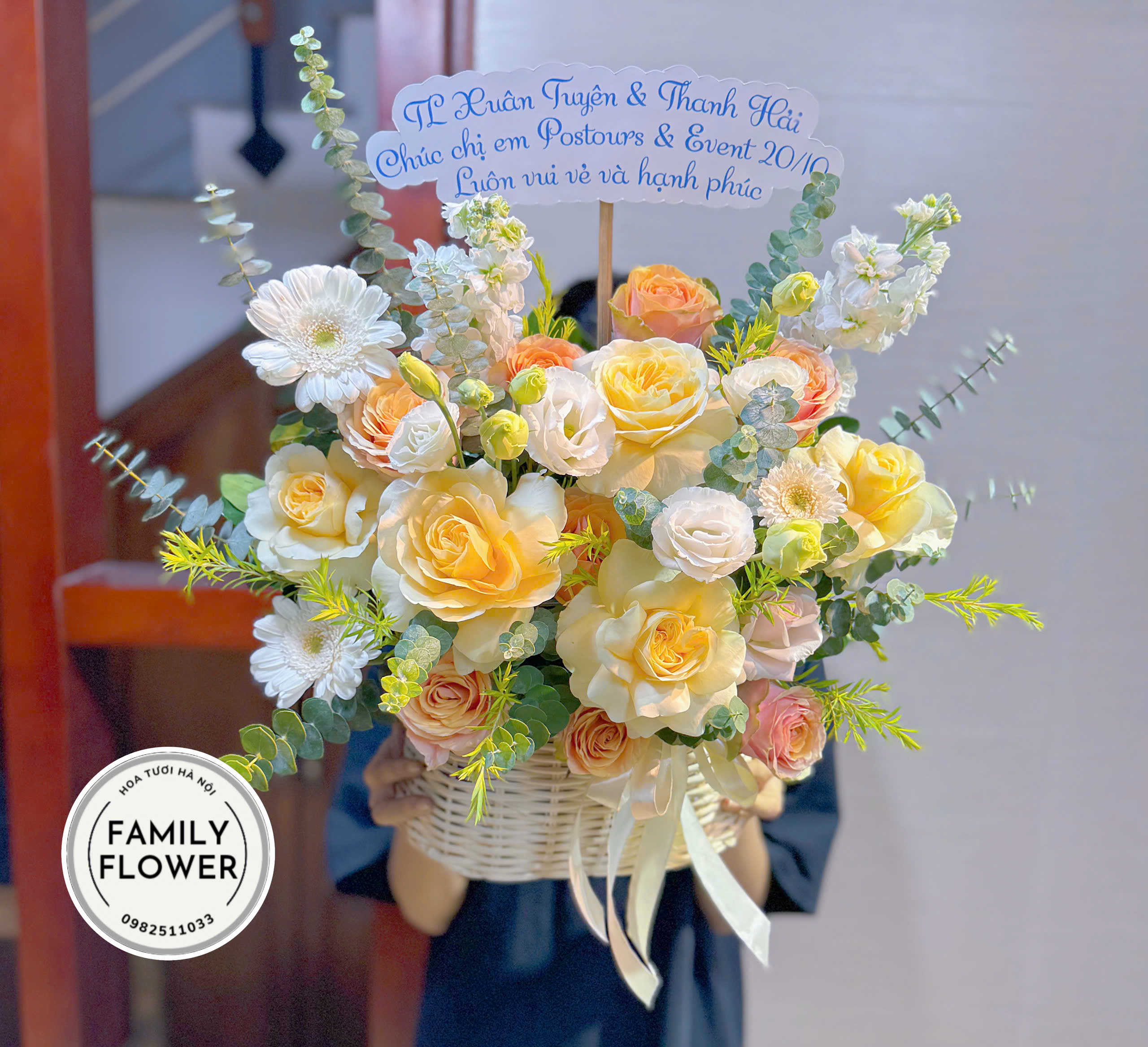 Lẵng hoa chúc mừng ngày phụ nữ Việt Nam quận Ba Đình ! Hoa tươi Ba Đình