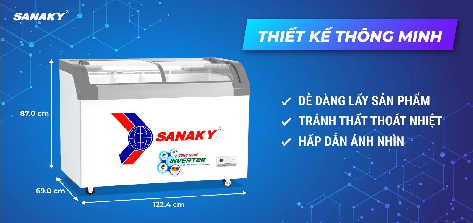 Tủ đông Sanaky VH-4899K3B, inverter 350 lít, 1 ngăn đông