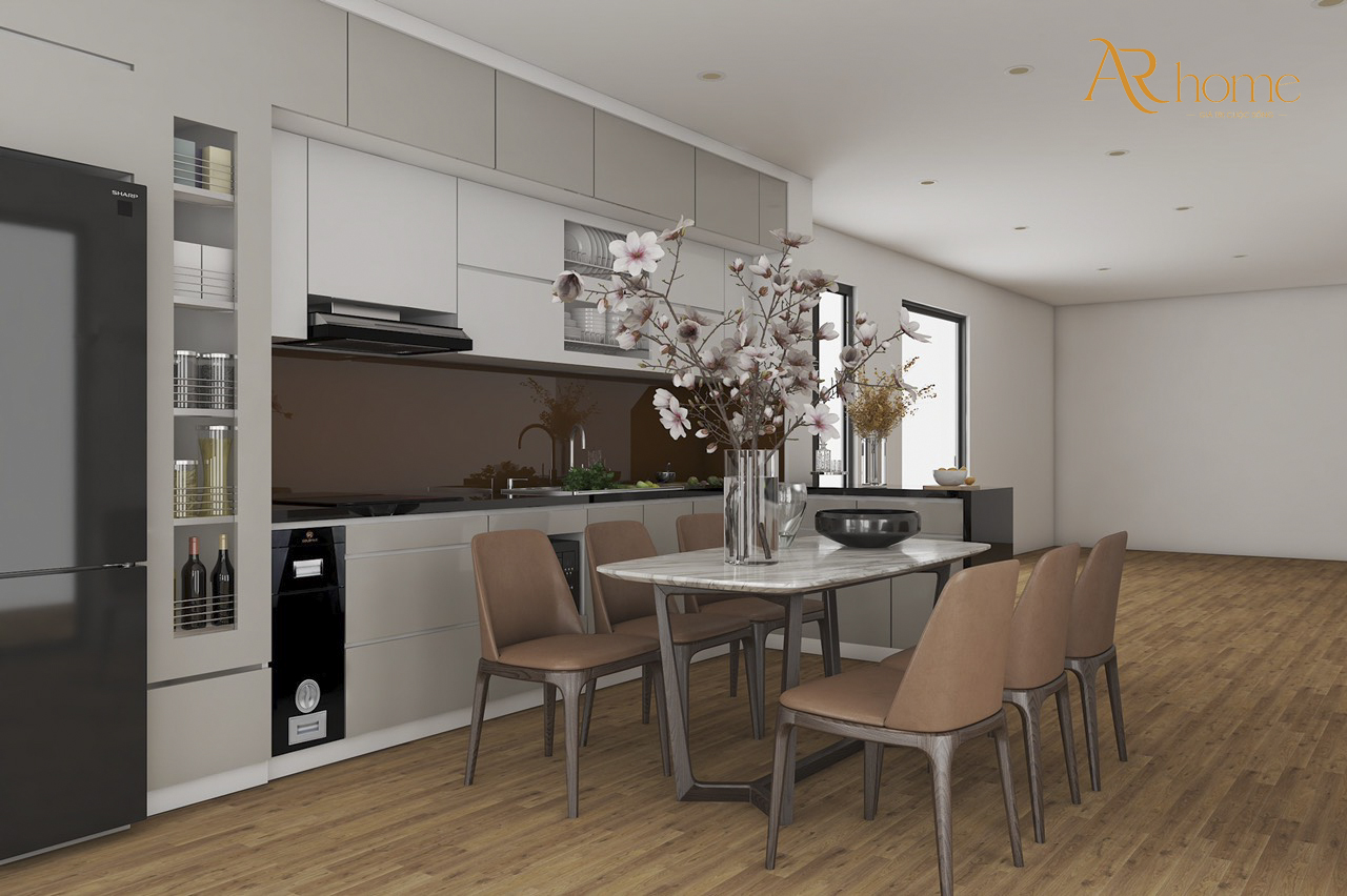 Tủ bếp nhựa picomat cánh phủ acrylic kích thước kịch trần