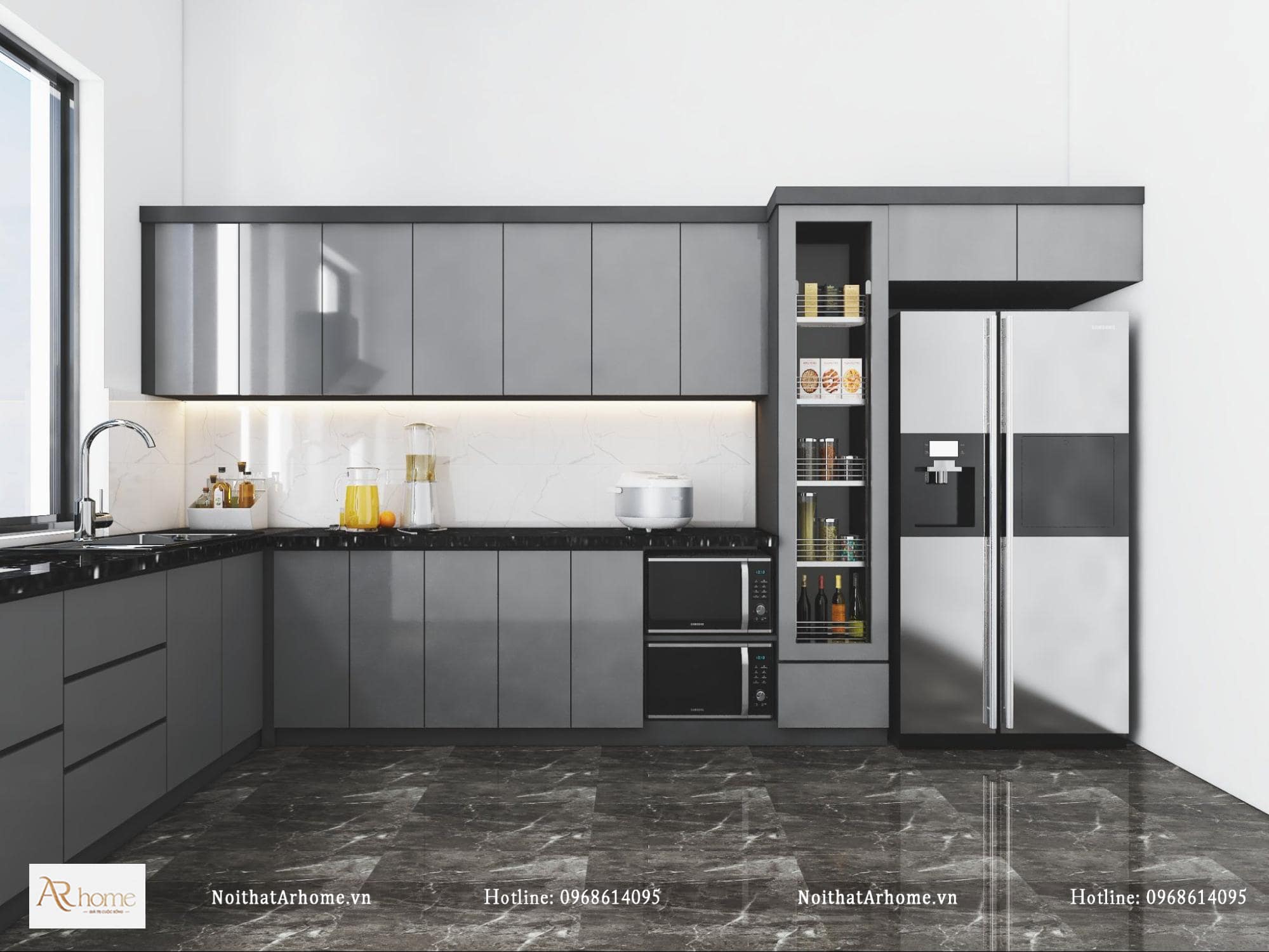 mau-tu-bep-acrylic-mau-xam-den-hien-dai