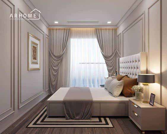 Mẫu giường ngủ tân cổ điển đẹp có ngăn kéo