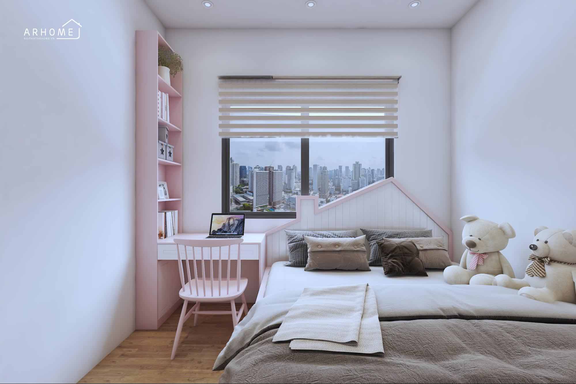 Mẫu giường tầng thiết kế cho bé gái hiện đại