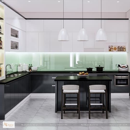 Mẫu tủ bếp acrylic hiện đại độc đáo