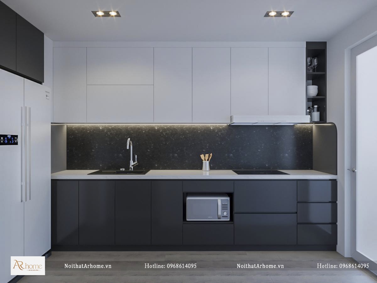 Sự kết hợp hoàn hảo mẫu tủ bếp inox cánh Acrylic