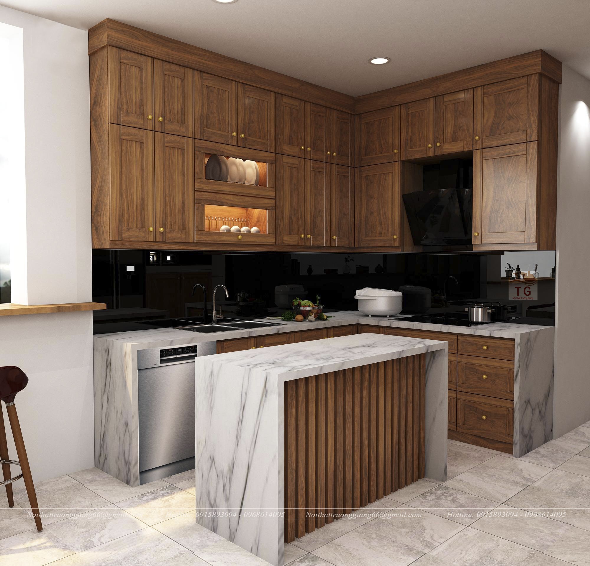 thiet-ke-tu-bep-go-phong-cach-tan-co-dien