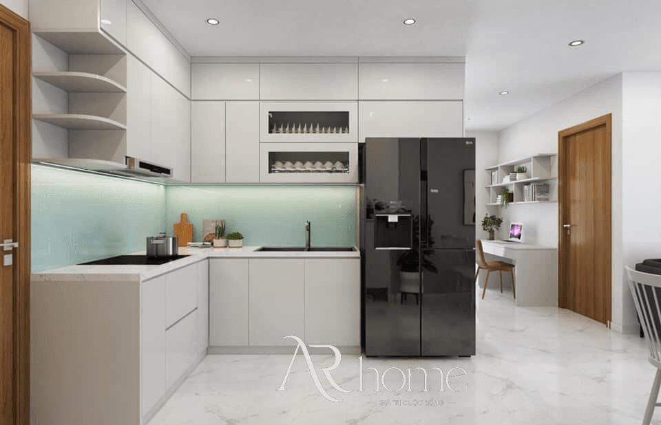 Tủ bếp Acrylic màu trắng tinh tế và sang trọng