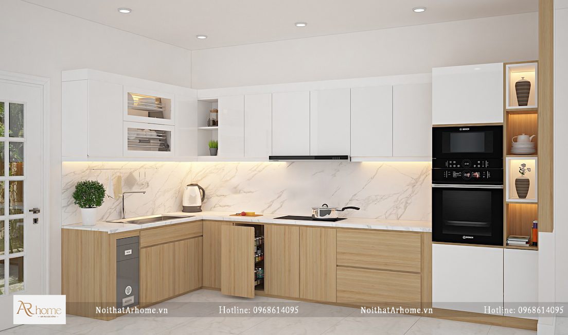 Tủ bếp cánh phủ acrylic lựa chọn phù hợp với mọi túi tiền