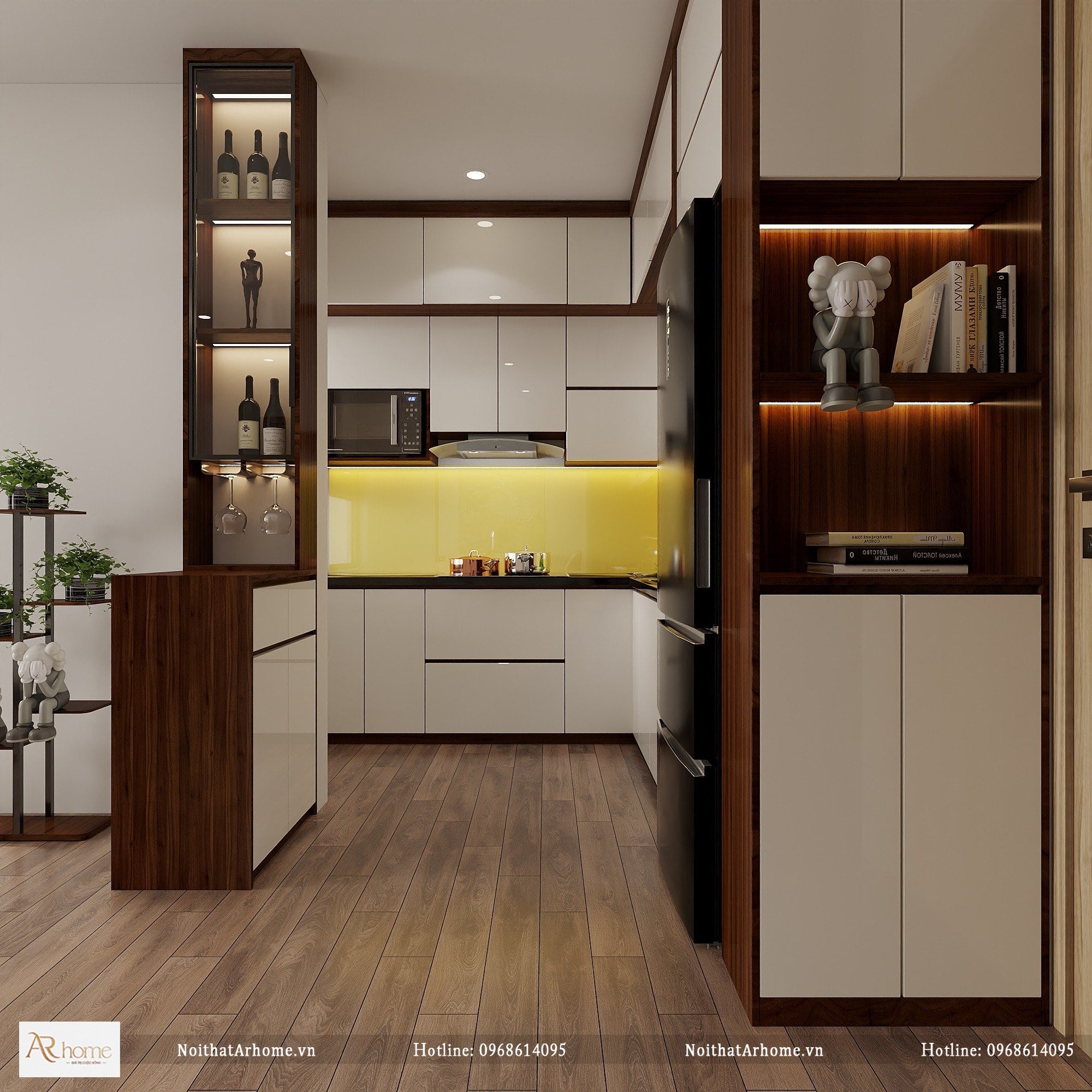 Tủ bếp gỗ công nghiệp cánh phủ Acrylic độ đáo