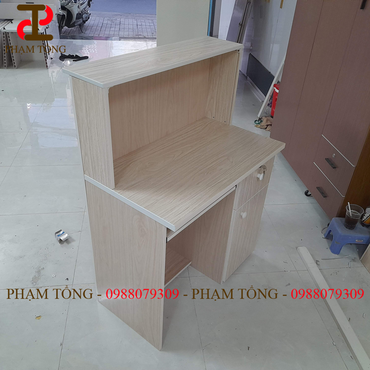 Quầy thu ngân mini nhựa đài loan màu gỗ xoan