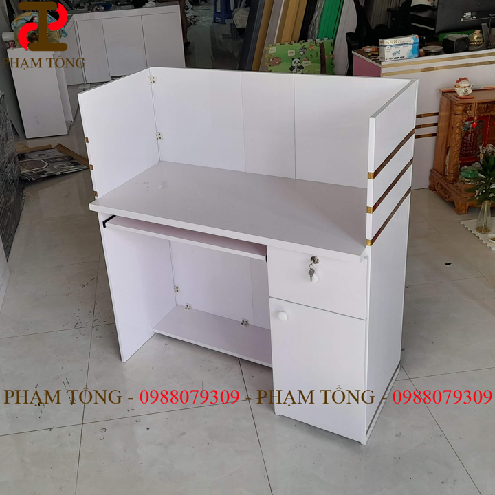 Quầy thu ngân trắng có hoạ tiết nhựa đài loan