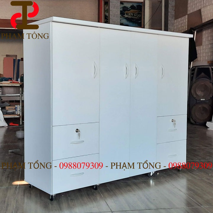 Tủ quần áo trẻ em nhựa đài loan full trắng mẫu theo yêu cầu