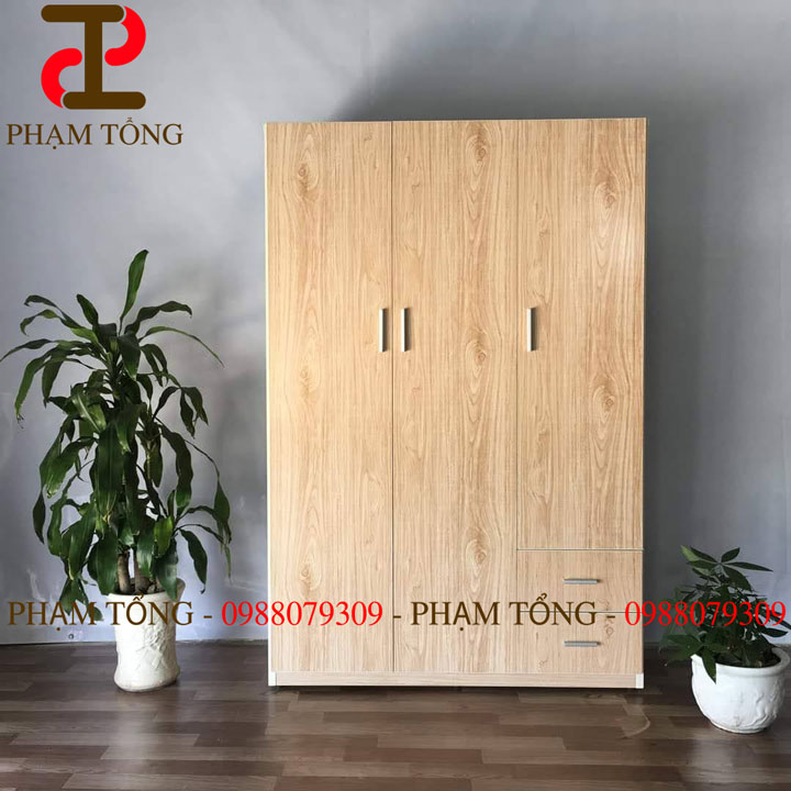 Tủ nhựa đài loan 3 cánh màu gỗ xoan