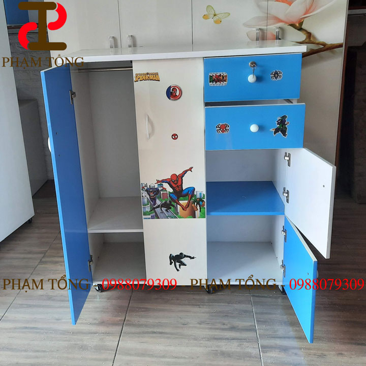 Tủ quần áo ngang 1m người nhện cho bé trai nhựa đài loan