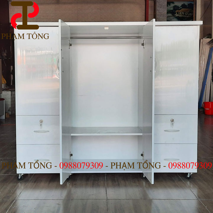 Tủ quần áo trẻ em nhựa đài loan full trắng mẫu theo yêu cầu