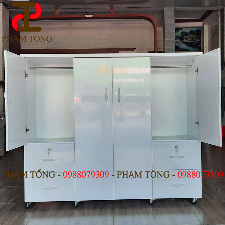 Tủ quần áo trẻ em nhựa đài loan full trắng mẫu theo yêu cầu