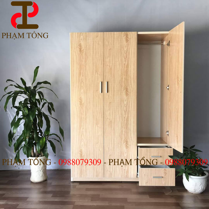 Tủ nhựa đài loan 3 cánh màu gỗ xoan