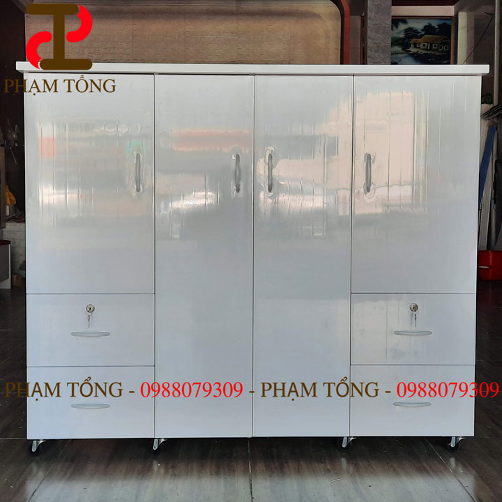 Tủ quần áo trẻ em nhựa đài loan full trắng mẫu theo yêu cầu