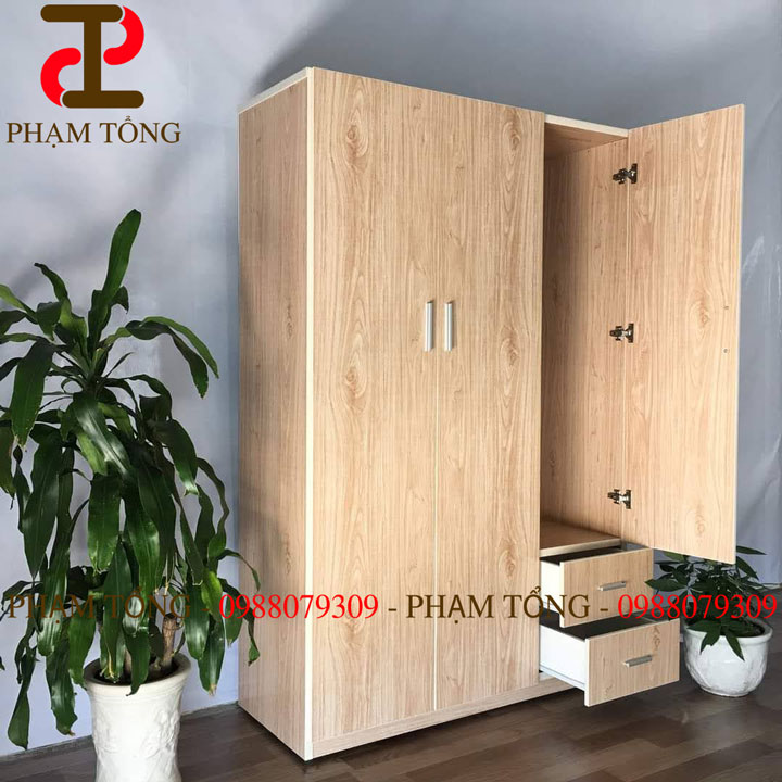 Tủ nhựa đài loan 3 cánh màu gỗ xoan