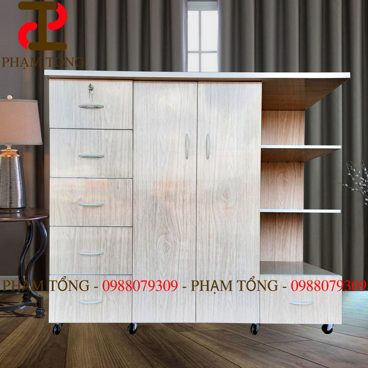 Tủ quần áo trẻ em màu vân gỗ nhiều ngăn kéo nhiều đợt nhựa đài loan