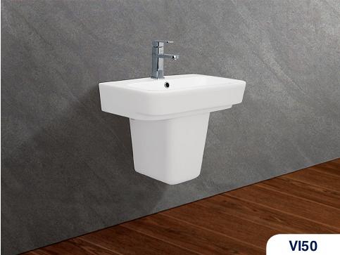 Chậu rửa treo tường Viglacera VI50 + Chân chậu VI50