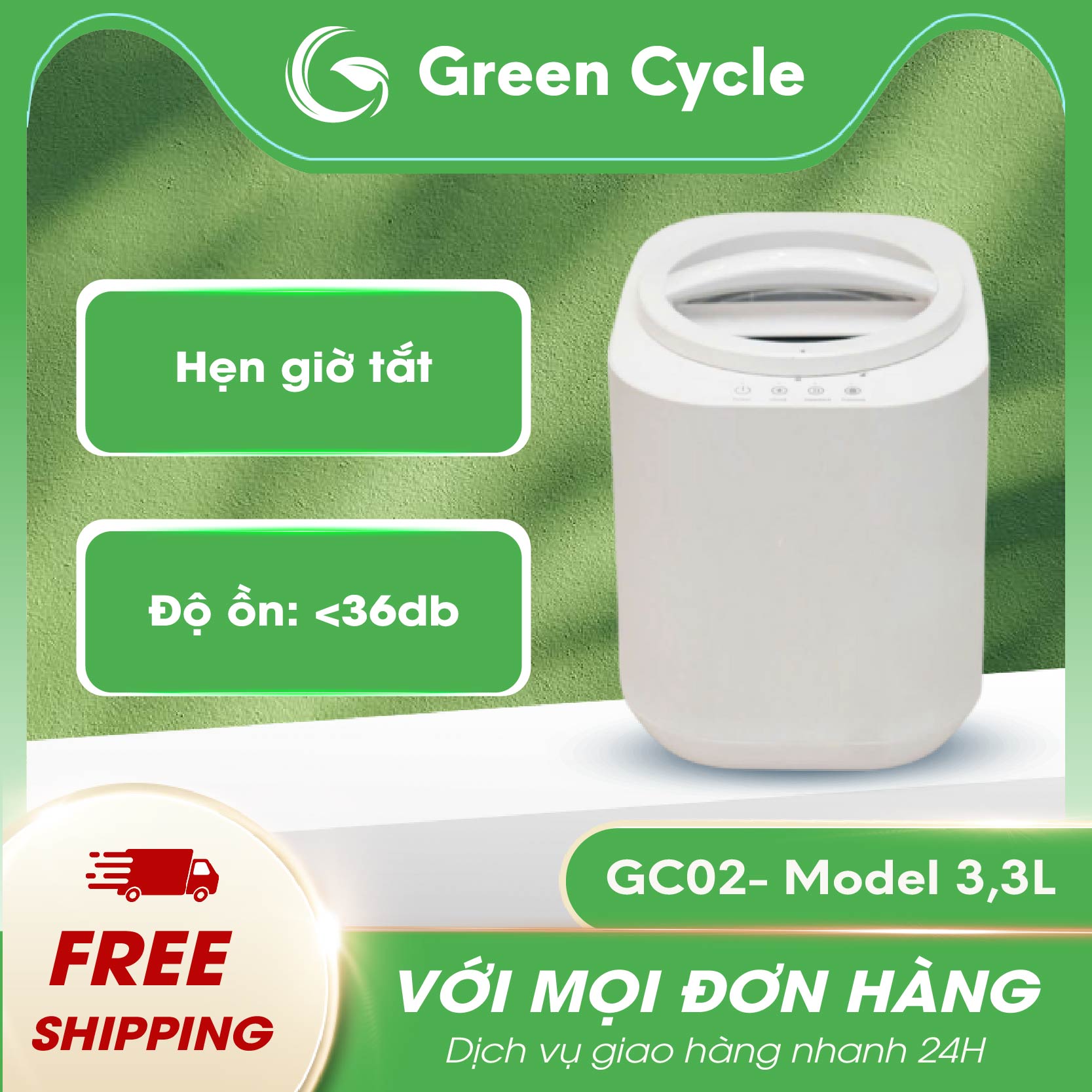 Máy Tái Chế Rác Gia Đình Green Cycle GC02 – Model 3,3L