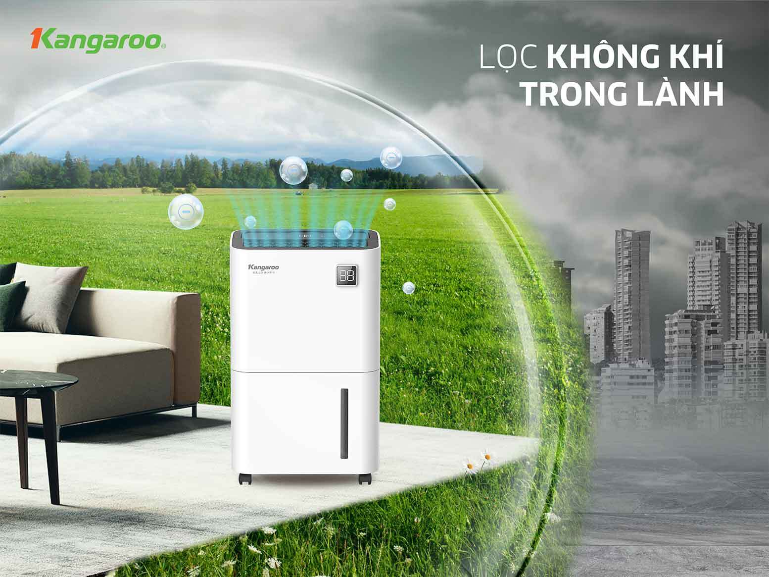 Máy hút ẩm điện tử 16L Kangaroo KGDH16 lọc không khí trong lành