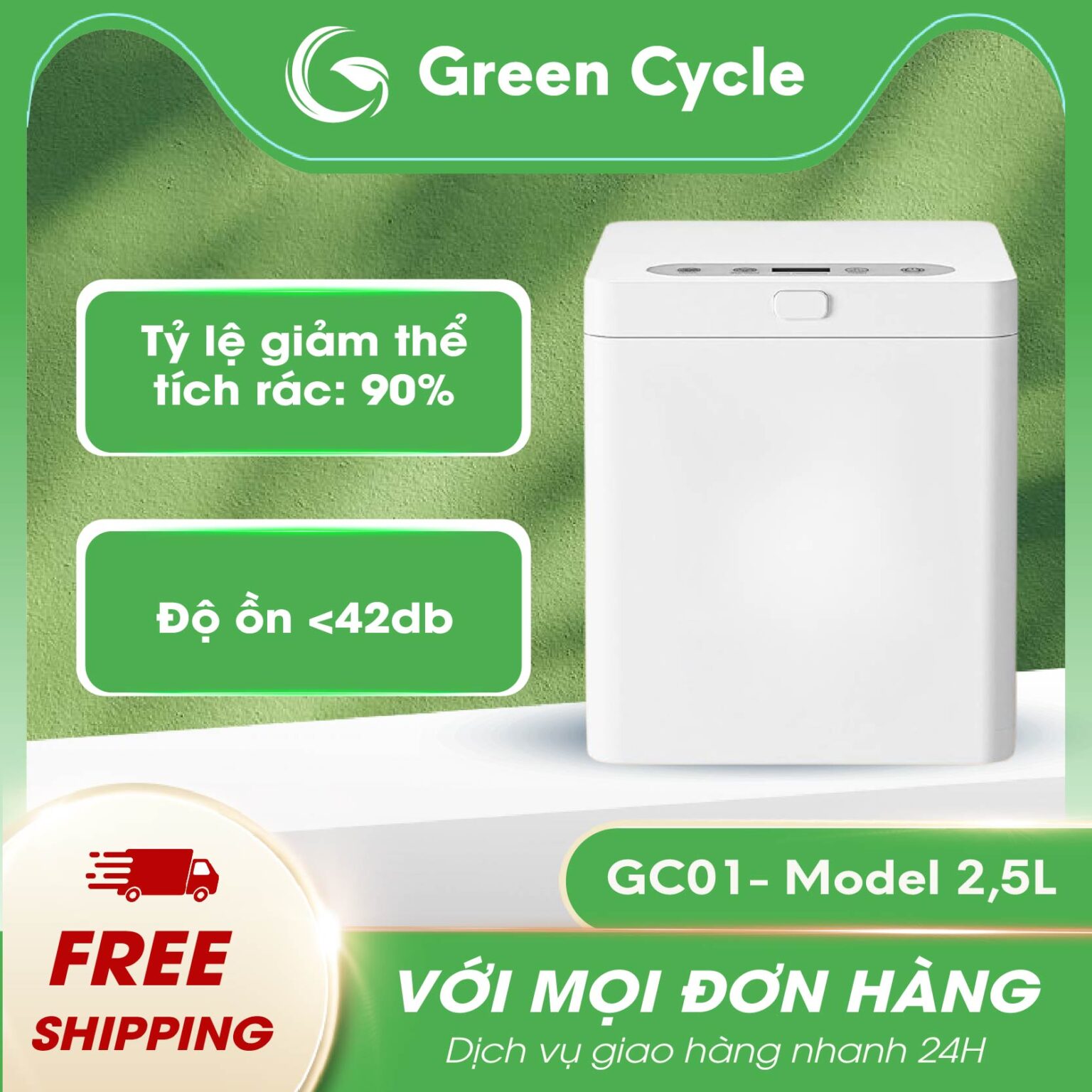 Máy Tái Chế Rác Gia Đình Green Cycle GC01 – Model 2,5L