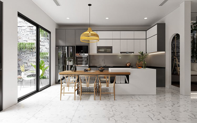 Thiết kế nội thất phòng bếp nhà phố