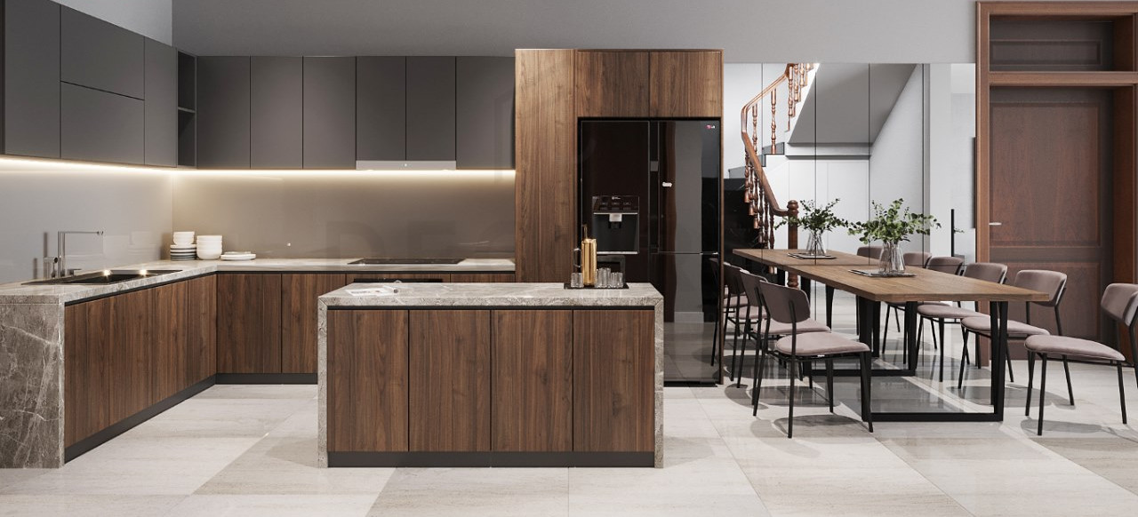 Phối cảnh nội thất nhà bếp đẹp