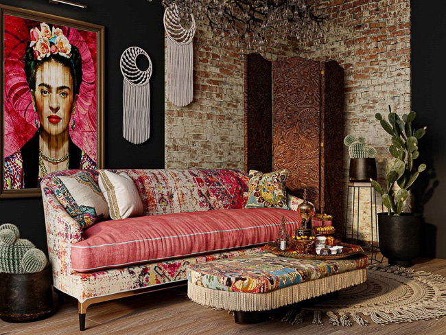 Phong cách bohemian nội thất theo thời hướng Châu Phi và Myanmar