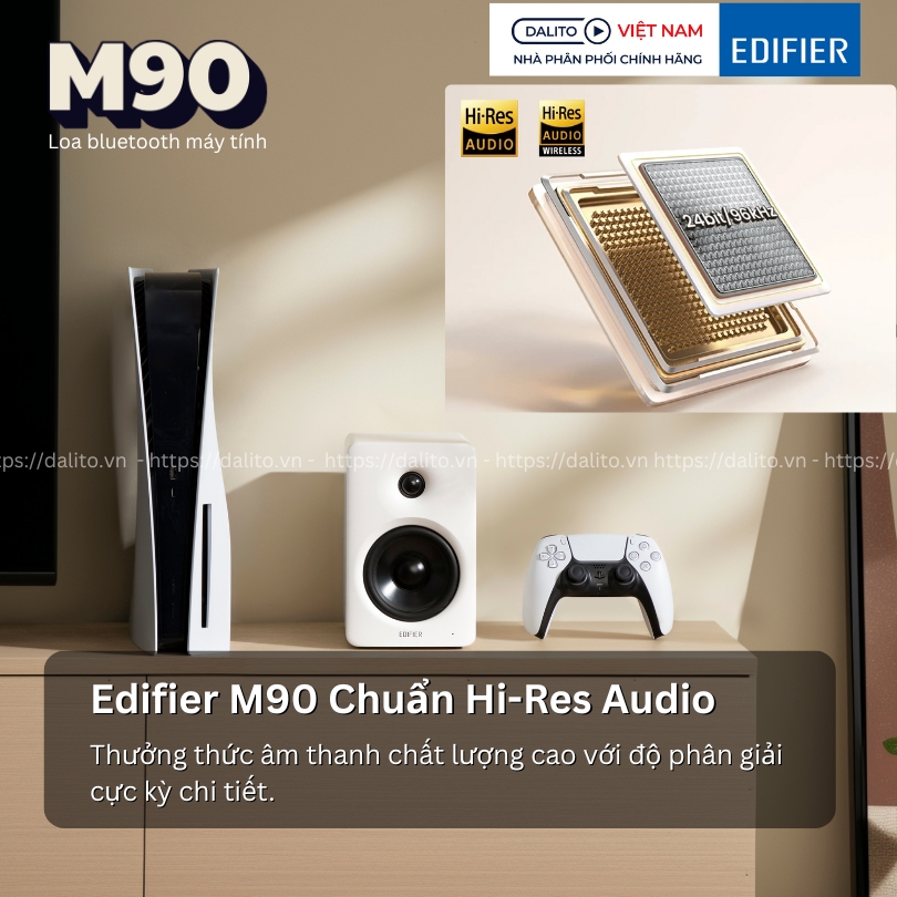 Âm thanh Hi-Res đỉnh cao trên loa Edifier M90 hiện đại.