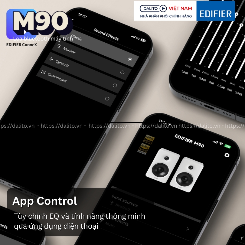 Ứng dụng EDIFIER ConneX điều khiển loa Edifier M90 hiện đại.