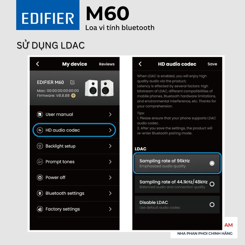Sử dụng LDAC trên loa Edifier M60