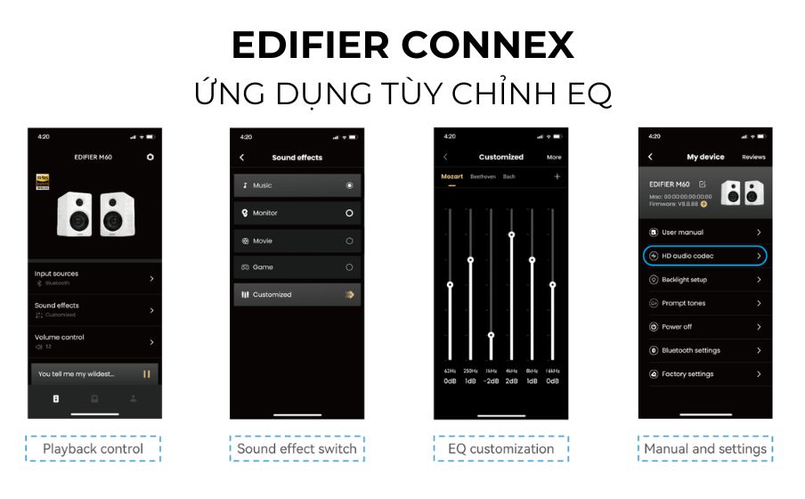 Tùy chỉnh EQ, chọn chế độ cho loa trên ứng dụng Edifier ConneX