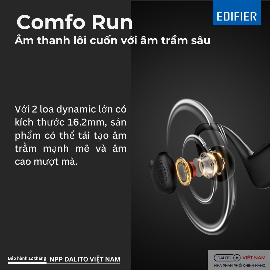 Tai nghe Edifier Comfo Run Âm trầm mạnh mẽ