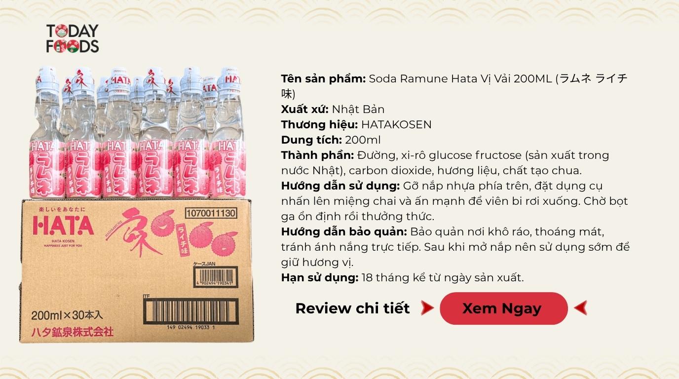 Đánh giá Soda Ramune Hata Nhật Bản Vị Vải 200ML (Thùng 30 Chai)