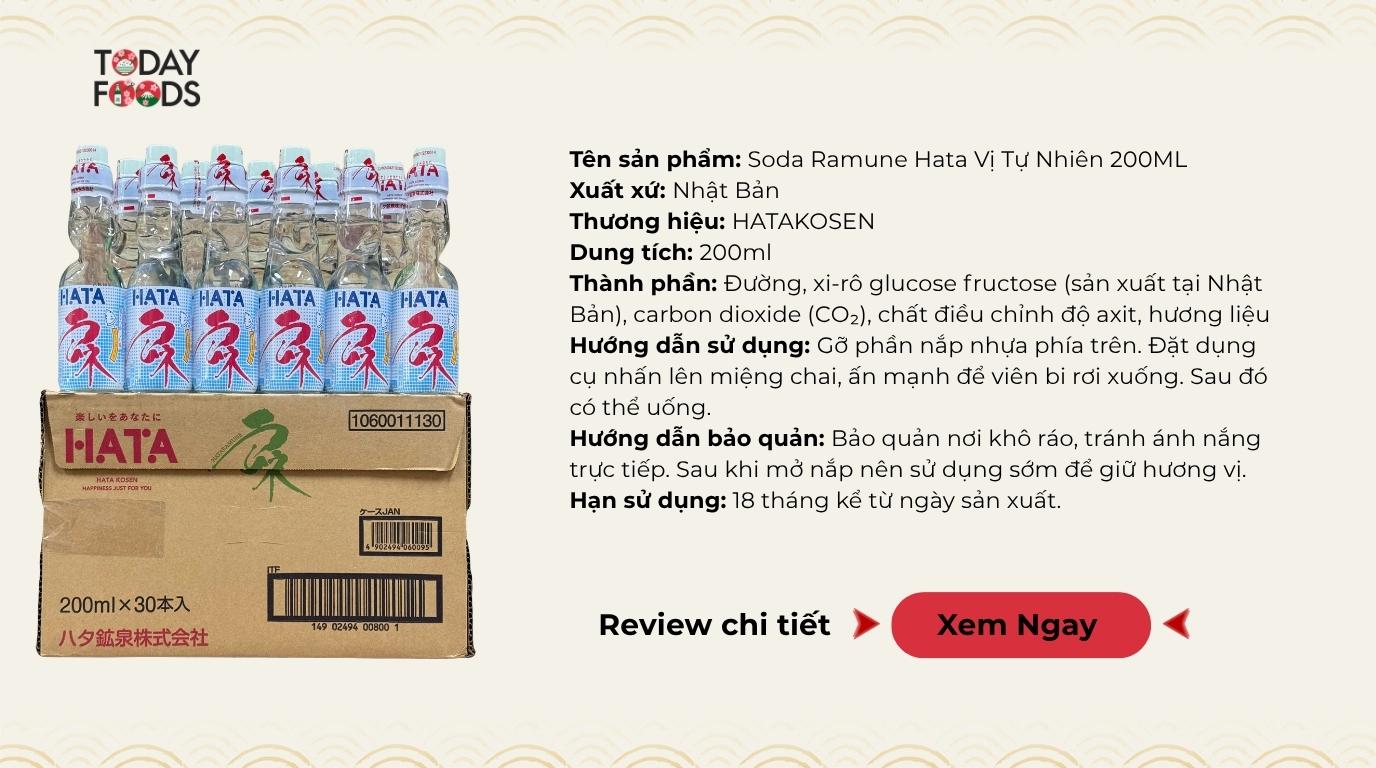 Đánh giá Soda Ramune Hata Vị Tự Nhiên 200ML (Thùng 30 Chai)