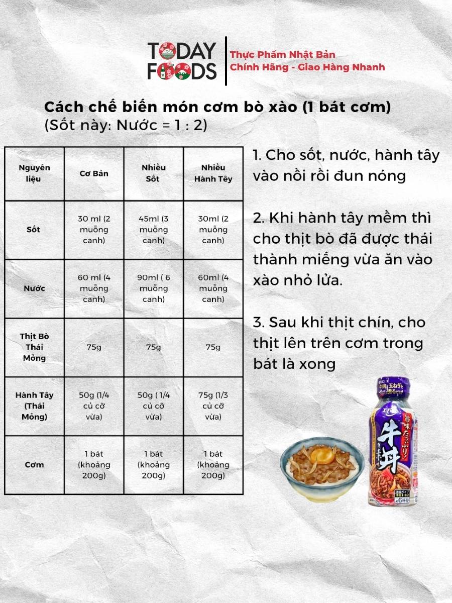 Cách chế biến món cơm bò xào với Sốt Gyudon Ebara 200ml tại TodayFoods